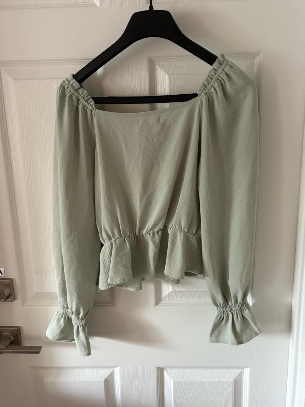 NWT Altar'd State Olive Peplum Ruffle Blouse Size S - Picture 3 of 5
